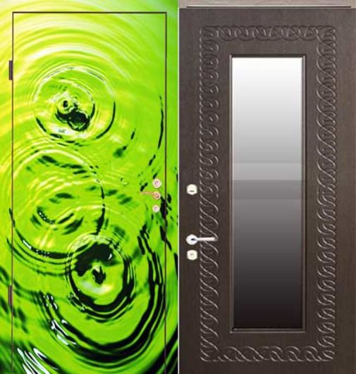 Входная металлическая дверь фотопечать + МДФ (ПВХ) с зеркалом СП066